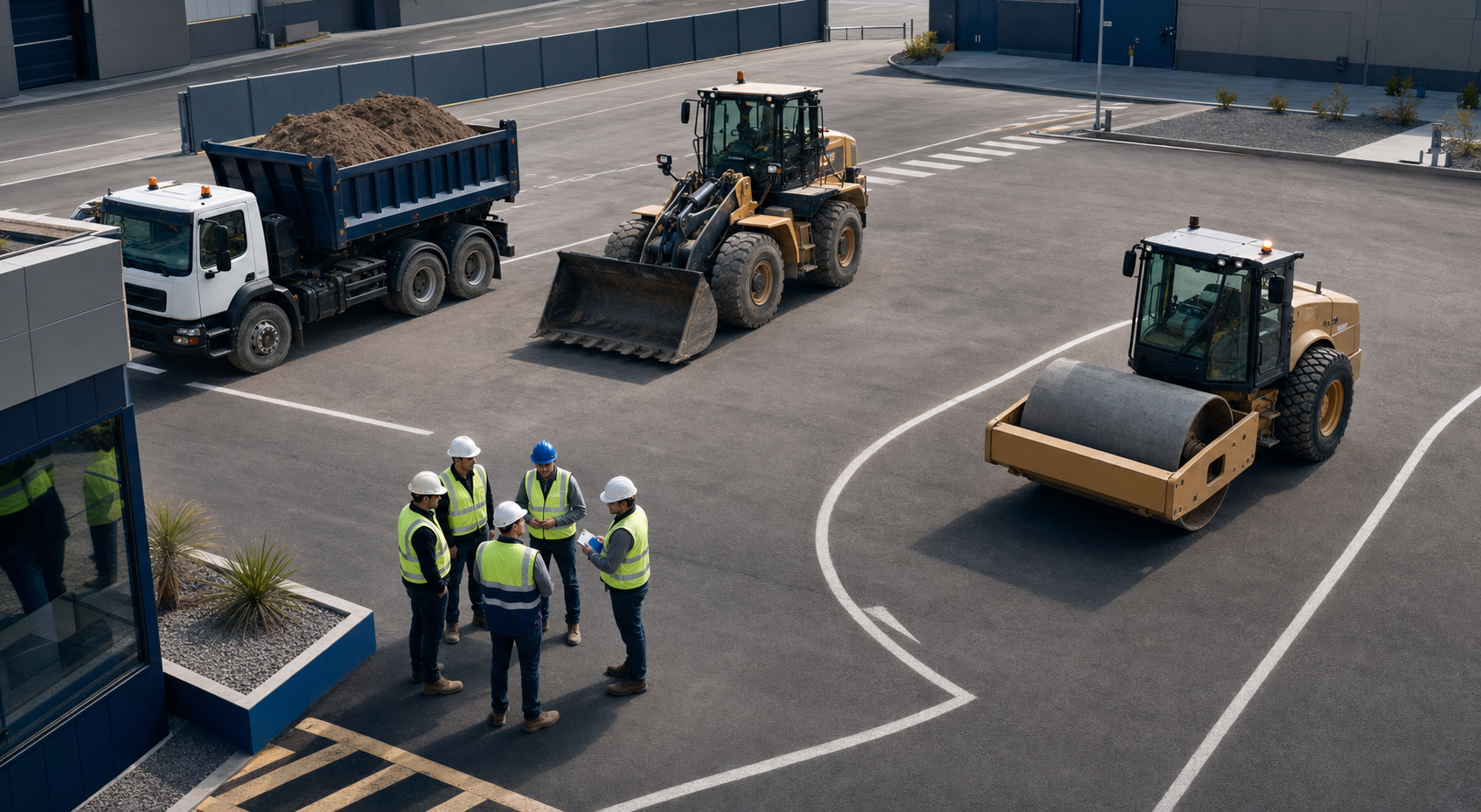 Flotte de camions, engins de chantier et équipe opérationnelle YLARTOURS